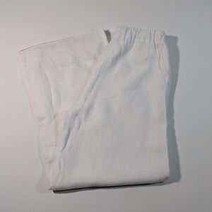 DISSH Linen Wide Leg Pants White Elastic Waist White Size 4